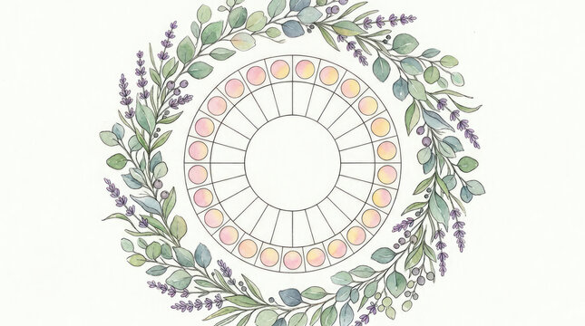 Circular lavender wreath habit tracker for journaling.