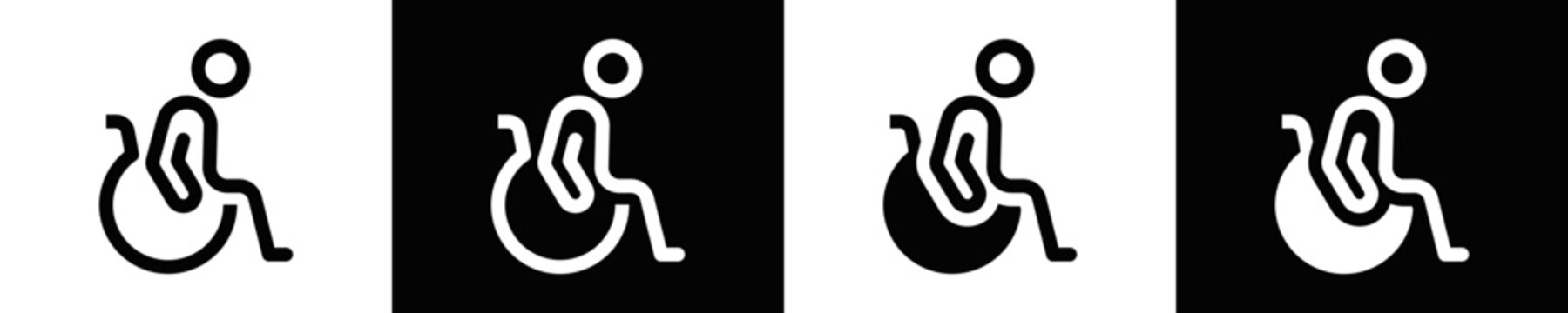 Special Needs Icon Set White And Black Background Style