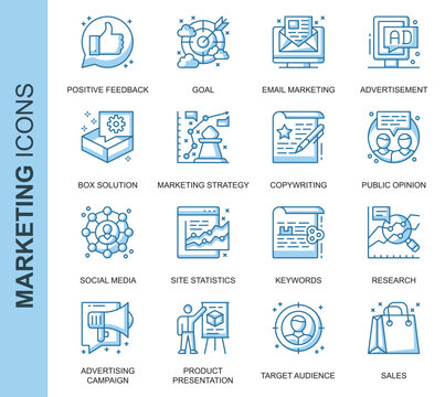 Business Report and Document Thin Line Icons Collection