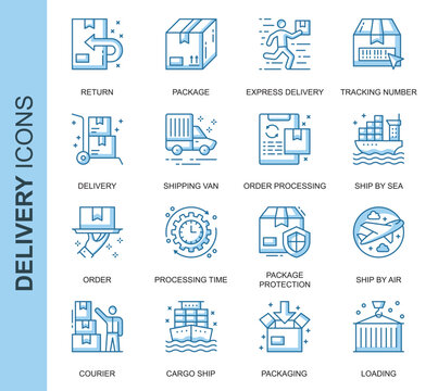 Manufacturing and Production Thin Line Business Icons