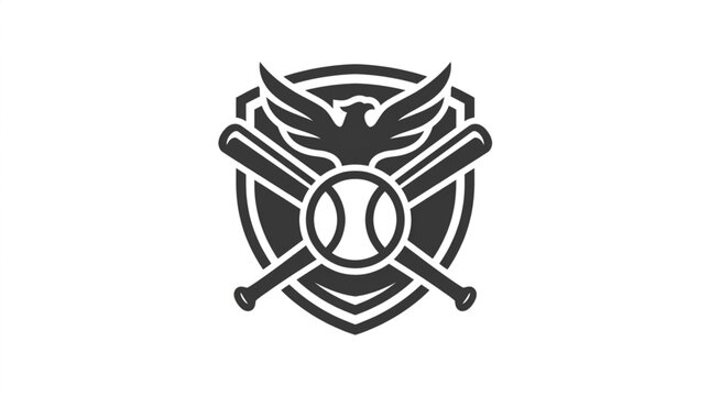 Baseball Emblem with Eagle and Crossed Bats.