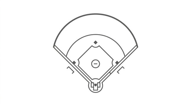 Baseball Field Diagram Outline Top View.