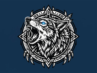Howling wolf head emblem © Gedang