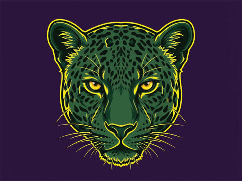 Stealthy leopard head vector illustration