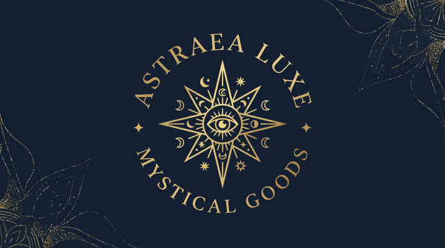 Astraea Luxe Mystical Goods A Celestial Star Emblem Logo for Esoteric Products