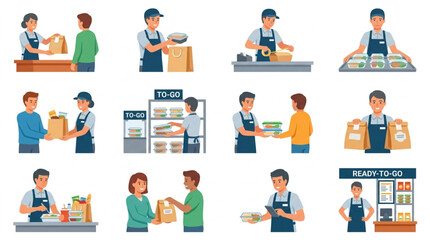 Fototapeta premium Daily Grocery Shopping Routine with Workers.