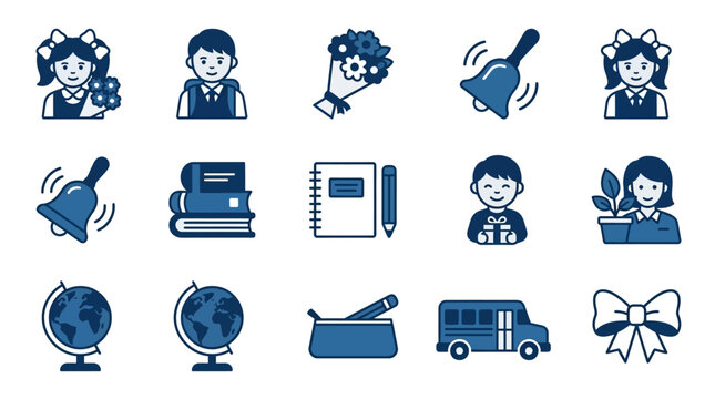 Children and school items in a playful design layout