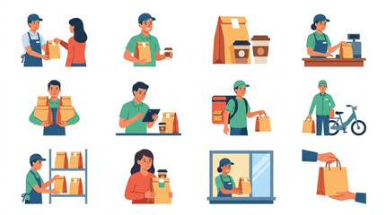 Fototapeta premium Daily Grocery Shopping Routine Illustrated.