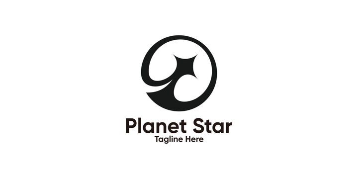 logo design planet and star, design vector galaxy