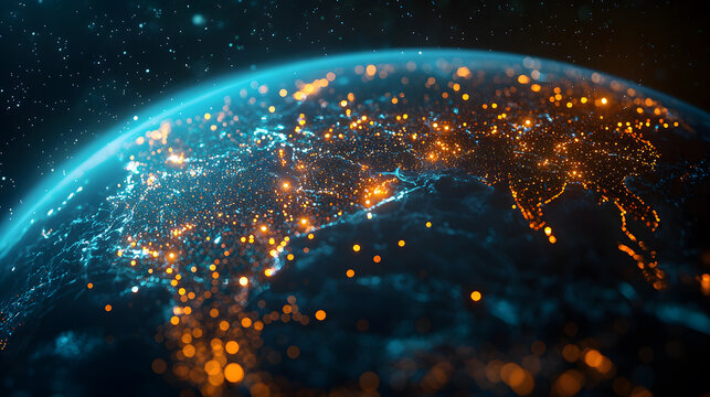 Holographic World Population Density Map Data Visualization