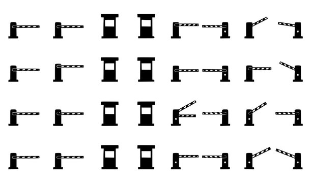 Black road barrier and access gate silhouette collection vector pack