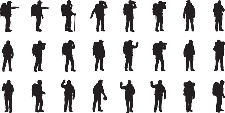 Human Evolution Stages Silhouettes Vector Illustration Line Art Outline Set
