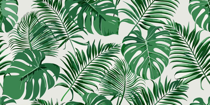 Tropical leaf pattern a repeating vector illustration with various shades of green foliage botanical caladium