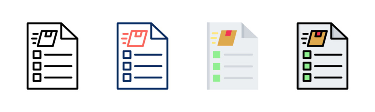 Delivery Documents icon set multiple style collection