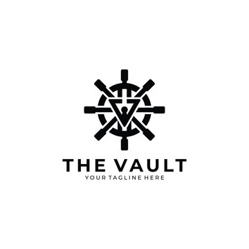 The Vault Security Logo with Safe Lock and Shield Emblem