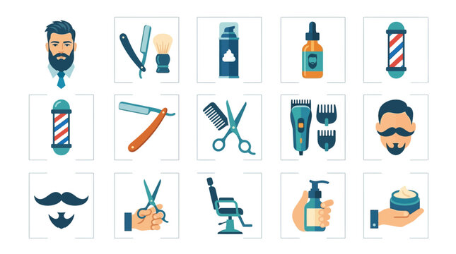 Collection of barber tools and grooming products