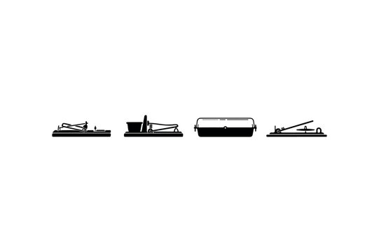 mouse trap silhouettes collection vector set