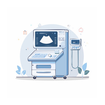 Flat design illustration of an ultrasound machine