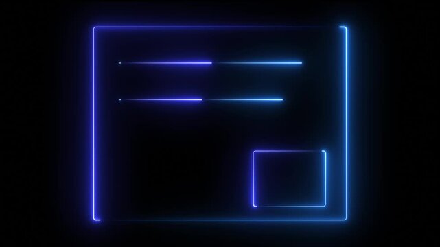 Glowing blue rectangles on black background motion graphics video