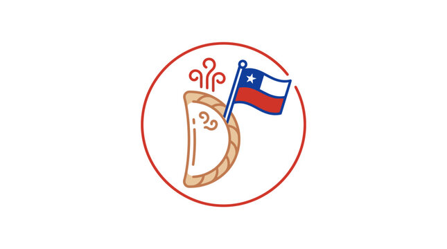 Colorful emblem featuring a pastry and flag design