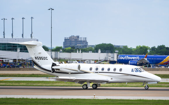 Cessna 650 Citation III aircraft at the Dallas Love Field Airport (DAL) in Texas.
