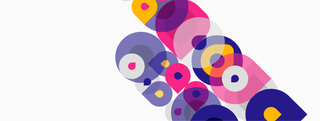 Fototapeta premium Abstract colorful circles overlap, creating dynamic visual pattern. Bright hues suggest energy, movement, modern design aesthetic.