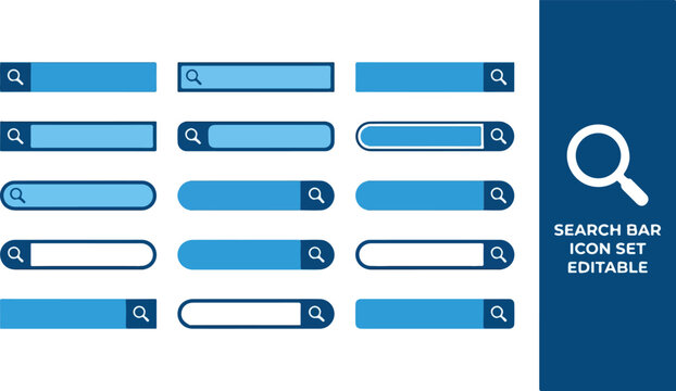 Search bar icon set for website navigation and interface design