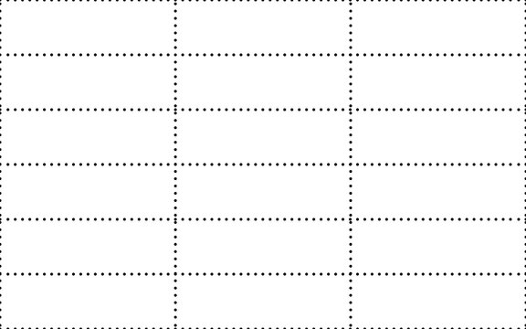 Minimalist perforated line grid, set of 18 rectangular coupon frames with dotted borders, clean white paper texture for tickets and vouchers