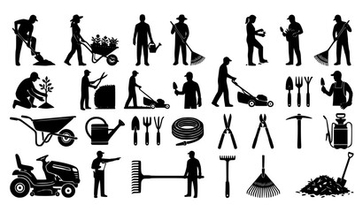 Gardener symbol black silhouette vector collection © Romjan 