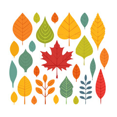 Fototapeta premium Flat design autumn leaves pattern in various colors