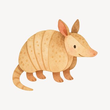 Cute watercolor armadillo illustration.