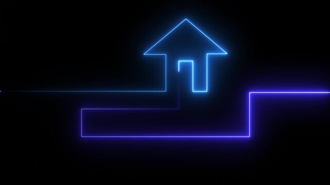 Home icon house sign glowing neon lights seamless loop.Neon line home icon. Neon line Cool linear animated.glowing neon home icon and black background.4k