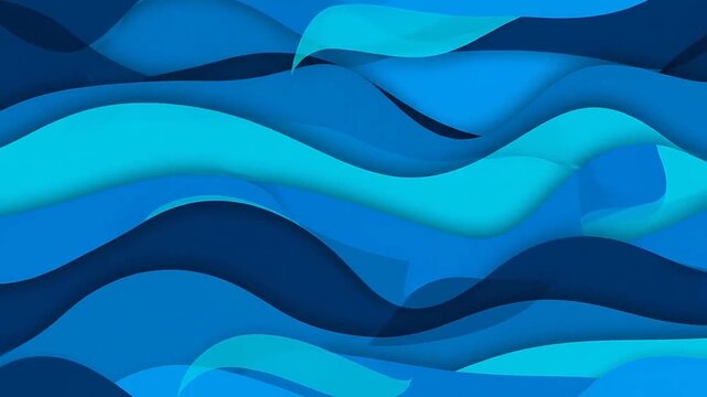 Abstract background featuring smooth flowing blue waves in a layered paper style