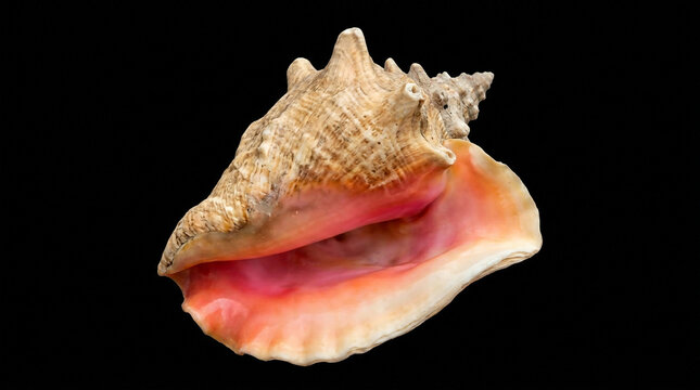 Queen Conch Shell Isolated on Transparent Background &ndash; Large Tropical Sea Snail PNG