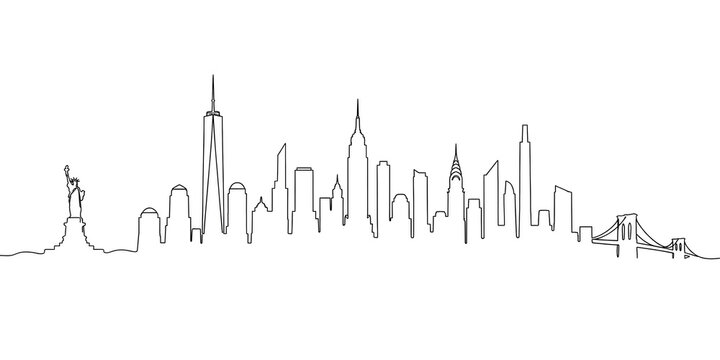 newyork cityline line art , line drawing