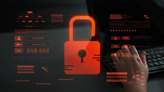Digital security concept illustrating a cybersecurity breach, with a red unlocked padlock indicating data exposure among secure systems, emphasizing system vulnerability and risk Marrow