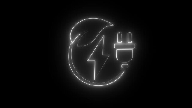 neon power icon animation in black background. neon animation in power icon