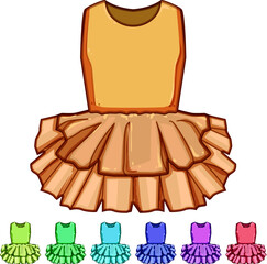 pointe ballerina dress cartoon. chiffon satin, tulle leotard, rehearsal pirouette pointe ballerina dress sign colorful illustration © PikePicture