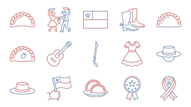Colorful icons representing Texas culture and traditions