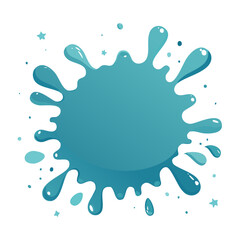 Fototapeta premium Blue water splash with droplets and stars