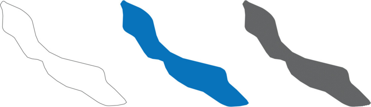 Map of Curacao in blue and dark silhouette with transparent background vector illustration.