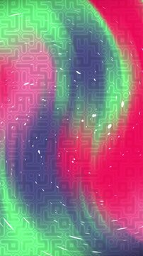 Abstract digital background with vibrant neon colors and a subtle maze pattern texture.