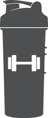 Obraz premium Black fitness protein shaker bottle silhouette icon