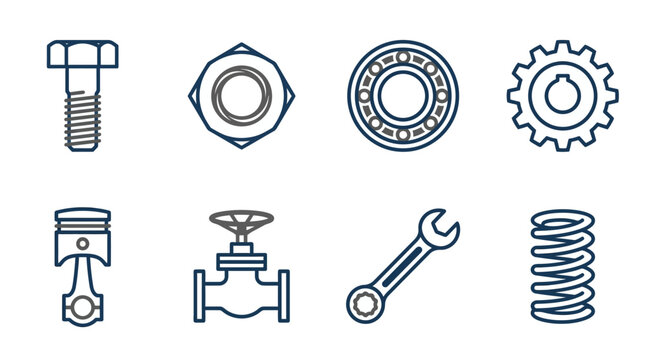 Industrial tools and machine parts.