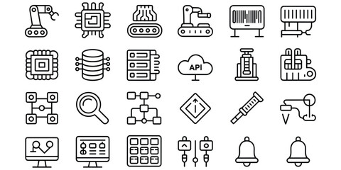 Fototapeta premium Modern abstract line icons set for digital user interface design and software application menus