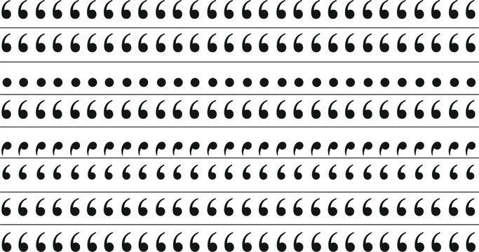 Typographic symbol pattern with quotation marks apostrophes dots horizontal line repetition geometric vector illustration design
