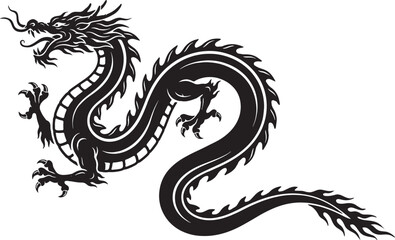 Fototapeta premium Asian dragon silhouette, powerful mythical creature, traditional oriental symbol of strength and wisdom.