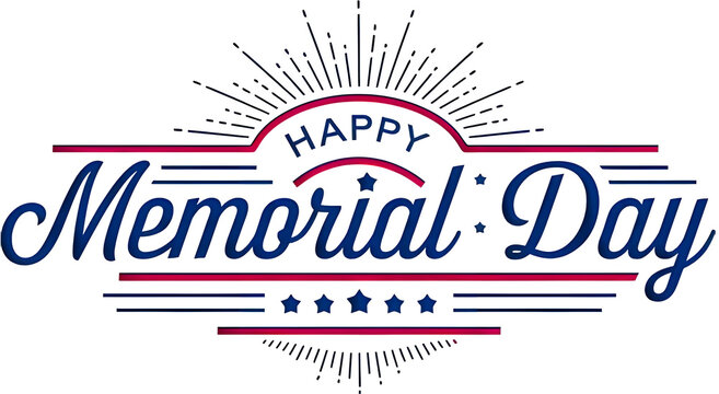 Happy Memorial Day typography lettering banner with fireworks and stars vector ill