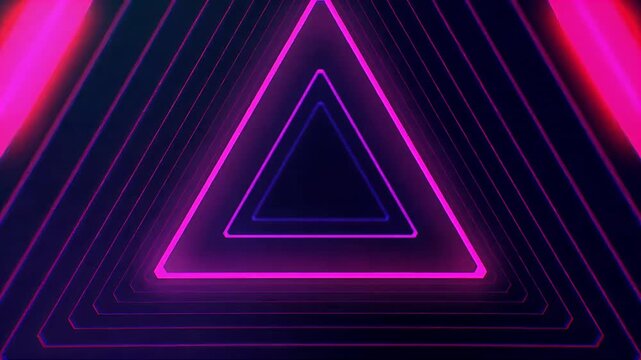 Abstract Neon Triangle Tunnel Glowing with Shifting Color Gradient