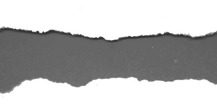 Torn black and grey paper with textured edges, isolated on transparent background, jpg and png.